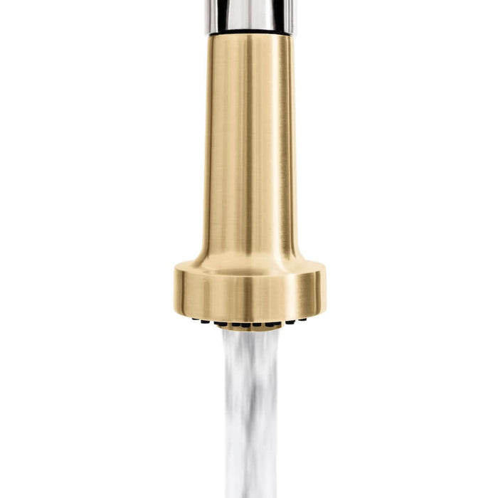 ZLINE Autograph Edition Apollo Pull Down Spring Single Handle Kitchen Faucet in Brushed Nickel and Champagne Bronze (APL-KF-ZBNCB)