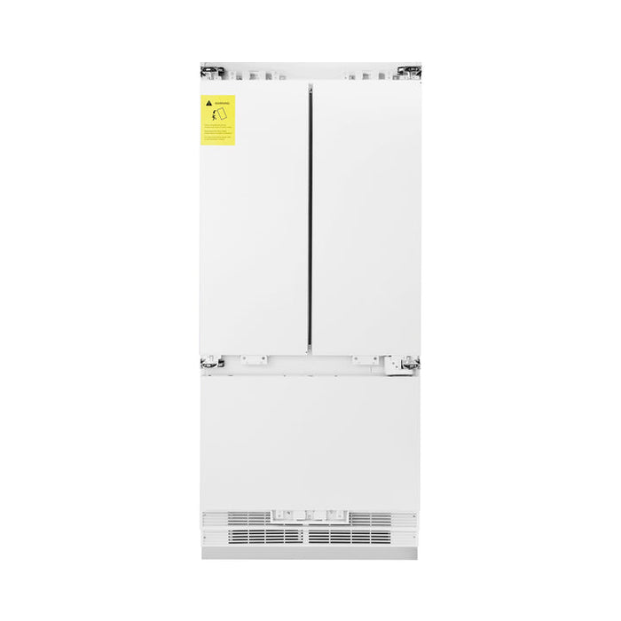 ZLINE Autograph Edition 36-Inch 19.6 cu. ft. Panel Ready Built-in 3-Door French Door Refrigerator with Internal Water and Ice Dispenser with Champagne Bronze Handles (RBIVZ-36-CB)