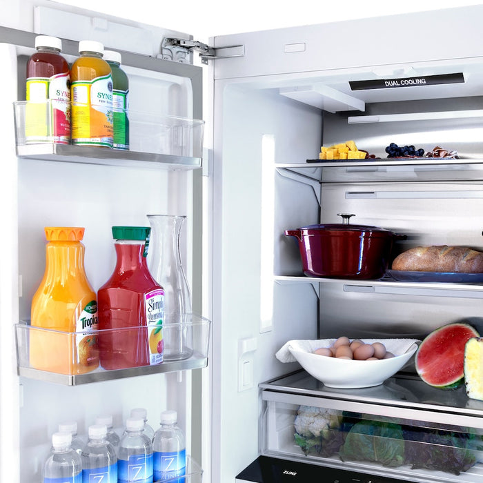 ZLINE Autograph Edition 36 in. 19.6 cu. ft. Panel Ready French Door Built-In Bottom Freezer Refrigerator with Water Dispenser and Ice Maker with Matte Black Accents (RBIVZ-36-MB)
