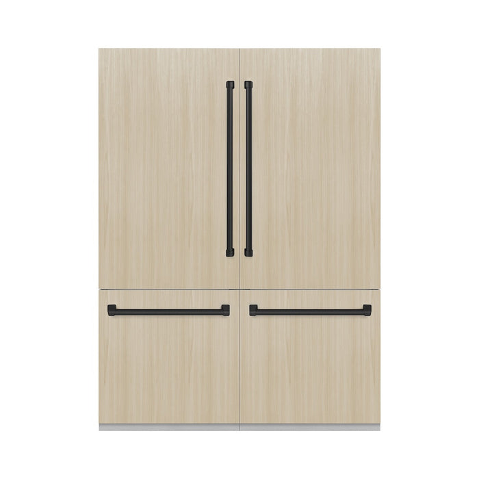 ZLINE Autograph Edition 60 in. 32.2 cu. ft. Panel Ready French Door Built-In Bottom Freezer Refrigerator with Water Dispenser and Ice Maker with Matte Black Accents (RBIVZ-60-MB)