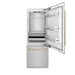ZLINE Autograph Edition 30 in. 16.1 cu. ft. Built-In Bottom Freezer Refrigerator with Water Dispenser and Ice Maker in Satin Stainless Steel with Champagne Bronze Accents (RBIVZ-SN-30-CB)