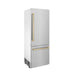 ZLINE Autograph Edition 30 in. 16.1 cu. ft. Built-In Bottom Freezer Refrigerator with Water Dispenser and Ice Maker in Satin Stainless Steel with Champagne Bronze Accents (RBIVZ-SN-30-CB)