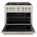 ZLINE Autograph Edition 36 in. 5.2 cu. ft. Classic Dual Fuel Range with 6 Burner Gas Cooktop and Electric Convection Oven in Stainless Steel with Champagne Bronze Accents (CDRZ-36-CB)
