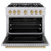 ZLINE Autograph Edition 36 in. 5.2 cu. ft. Classic Gas Range with 6 Burner Cooktop and Convection Gas Oven in Stainless Steel and Champagne Bronze Accents (CGRZ-36-CB)