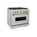 ZLINE Autograph Edition 36 in. 5.2 cu. ft. Classic Gas Range with 6 Burner Cooktop and Convection Gas Oven in Stainless Steel and Champagne Bronze Accents (CGRZ-36-CB)