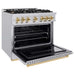 ZLINE Autograph Edition 36 in. 5.2 cu. ft. Classic Gas Range with 6 Burner Cooktop and Convection Gas Oven in Stainless Steel and Polished Gold Accents (CGRZ-36-G)