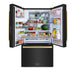 ZLINE Autograph Edition 36 in. 28.9 cu. ft. Standard-Depth French Door External Water Dispenser Refrigerator with Dual Ice Maker in Fingerprint-Resistant Black Stainless Steel and Polished Gold Modern Handles (RSMZ-W-36-BS-FG)