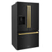 ZLINE Autograph Edition 36 in. 28.9 cu. ft. Standard-Depth French Door External Water Dispenser Refrigerator with Dual Ice Maker in Fingerprint-Resistant Black Stainless Steel and Polished Gold Modern Handles (RSMZ-W-36-BS-FG)
