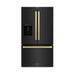ZLINE Autograph Edition 36 in. 28.9 cu. ft. Standard-Depth French Door External Water Dispenser Refrigerator with Dual Ice Maker in Fingerprint-Resistant Black Stainless Steel and Champagne Bronze Modern Handles (RSMZ-W36-BS-FCB)