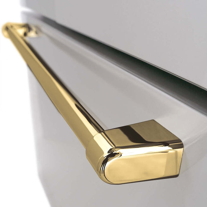 ZLINE Autograph Edition 36 in. 28.9 cu. ft. Standard-Depth French Door External Water Dispenser Refrigerator with Dual Ice Maker in Fingerprint-Resistant Stainless Steel and Polished Gold Traditional Handles (RSMZ-W-36-G)