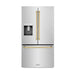 ZLINE Autograph Edition 36 in. 28.9 cu. ft. Standard-Depth French Door External Water Dispenser Refrigerator with Dual Ice Maker in Fingerprint-Resistant Stainless Steel and Polished Gold Traditional Handles (RSMZ-W-36-G)