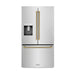 ZLINE Autograph Edition 36 in. 28.9 cu. ft. Standard-Depth French Door External Water Dispenser Refrigerator with Dual Ice Maker in Fingerprint-Resistant Stainless Steel and Polished Gold Helix Handles (RSMZ-W-36-KG)