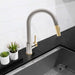 ZLINE Autograph Edition Gemini Pull Down Single Handle Kitchen Faucet in Brushed Nickel and Champagne Bronze (GEM-KF-ZBNCB)