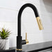 ZLINE Autograph Edition Gemini Pull Down Single Handle Kitchen Faucet in Matte Black and Champagne Bronze (GEM-KF-ZMBCB)