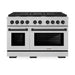 ZLINE Autograph Edition 48 in. 6.7 cu. ft. Paramount Double Oven Gas Range with 8 Burner Cooktop in Satin Stainless Steel and Matte Black Accents (SGRSZ-48-MB)