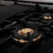 ZLINE Autograph Edition 48 in. 6.0 cu. ft. Legacy Dual Fuel Range with 7 Burner Gas Cooktop and 2 Electric Ovens in Satin Stainless Steel with Black Matte Doors and Champagne Bronze Accents (RASZ-BLM-48-CB)