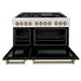 ZLINE Autograph Edition 48 in. 6.0 cu. ft. Legacy Dual Fuel Range with 7 Burner Gas Cooktop and 2 Electric Ovens in Satin Stainless Steel with Black Matte Doors and Champagne Bronze Accents (RASZ-BLM-48-CB)