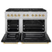 ZLINE Autograph Edition 48 in. 6.7 cu. ft. Paramount Double Oven Dual Fuel Range with 8 Burner Gas Cooktop in Satin Stainless Steel with Black Matte Doors and Polished Gold Accents (SDRSZ-BLM-48-G)