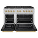 ZLINE Autograph Edition 48 in. 6.7 cu. ft. Paramount Double Oven Gas Range with 8 Burner Cooktop in Satin Stainless Steel with Black Matte Doors and Champagne Bronze Accents (SGRSZ-BLM-48-CB)