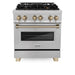ZLINE Autograph Edition 30 in. 4.0 cu. ft. Legacy Dual Fuel Range with 4 Burner Gas Cooktop and Electric Convection Oven in Satin Stainless Steel and Champagne Bronze Accents (RASZ-SN-30-CB)