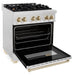 ZLINE Autograph Edition 30 in. 4.0 cu. ft. Legacy Dual Fuel Range with 4 Burner Gas Cooktop and Electric Convection Oven in Satin Stainless Steel and Polished Gold Accents (RASZ-SN-30-G)