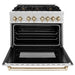 ZLINE Autograph Edition 36 in. 4.6 cu. ft. Legacy Dual Fuel Range with 6 Burner Gas Cooktop and Electric Convection Oven in Satin Stainless Steel and Polished Gold Accents (RASZ-SN-36-G)