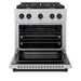 ZLINE Autograph Edition 30 in. 4.2 cu. ft. Paramount Dual Fuel Range with 4 Burner Gas Cooktop and Electric Convection Oven in Satin Stainless Steel with Matte Black Accents (SDRSZ-30-MB)