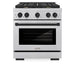 ZLINE Autograph Edition 30 in. 4.2 cu. ft. Paramount Dual Fuel Range with 4 Burner Gas Cooktop and Electric Convection Oven in Satin Stainless Steel with Matte Black Accents (SDRSZ-30-MB)