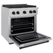 ZLINE Autograph Edition 30 in. 4.2 cu. ft. Paramount Dual Fuel Range with 4 Burner Gas Cooktop and Electric Convection Oven in Satin Stainless Steel with Matte Black Accents (SDRSZ-30-MB)