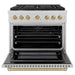 ZLINE Autograph Edition 36 in. 5.2 cu. ft. Paramount Dual Fuel Range with 6 Burner Gas Cooktop and Electric Convection Oven in Satin Stainless Steel with Champagne Bronze Accents (SDRSZ-36-CB)
