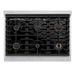 ZLINE Autograph Edition 36 in. 5.2 cu. ft. Paramount Dual Fuel Range with 6 Burner Gas Cooktop and Electric Convection Oven in Satin Stainless Steel with Polished Gold Accents (SDRSZ-36-G)