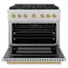ZLINE Autograph Edition 36 in. 5.2 cu. ft. Paramount Gas Range with 6 Burner Cooktop and Convection Gas Oven in Satin Stainless Steel and Champagne Bronze Accents (SGRSZ-36-CB)