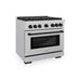 ZLINE Autograph Edition 36 in. 5.2 cu. ft. Paramount Gas Range with 6 Burner Cooktop and Convection Gas Oven in Satin Stainless Steel and Matte Black Accents (SGRSZ-36-MB)
