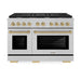 ZLINE Autograph Edition 48 in. 6.7 cu. ft. Paramount Double Oven Gas Range with 8 Burner Cooktop in Satin Stainless Steel and Champagne Bronze Accents (SGRSZ-48-CB)