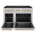 ZLINE Autograph Edition 48 in. 6.7 cu. ft. Paramount Double Oven Gas Range with 8 Burner Cooktop in Satin Stainless Steel and Polished Gold Accents (SGRSZ-48-G)