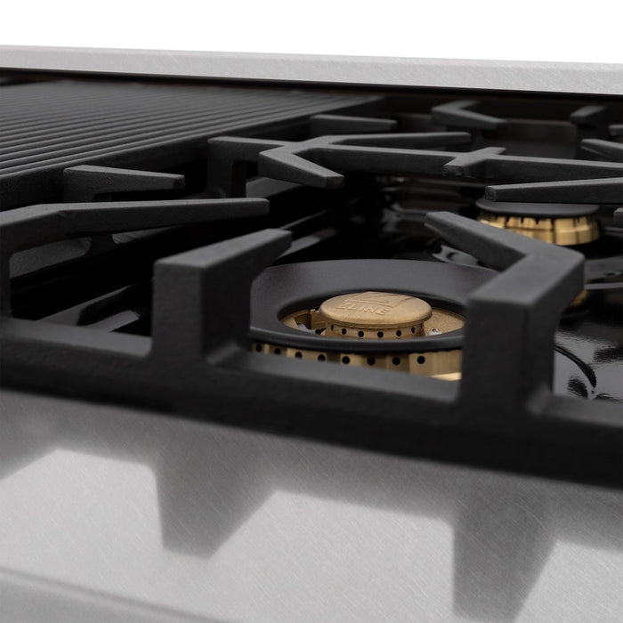 ZLINE Autograph Edition 48 in. 6.0 cu. ft. Legacy Dual Fuel Range with 7 Burner Gas Cooktop and 2 Electric Ovens in Satin Stainless Steel with White Matte Doors and Champagne Bronze Accents (RASZ-WM-48-CB)