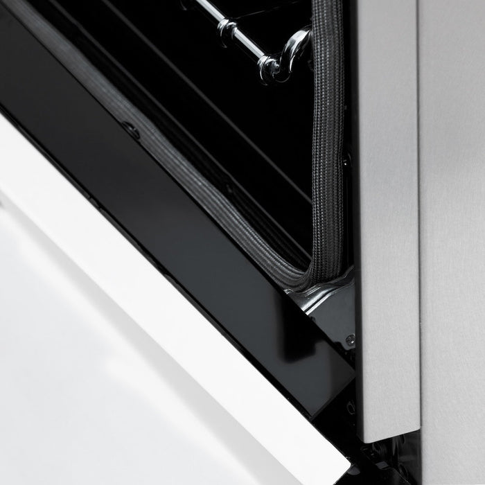 ZLINE Autograph Edition 48 in. 6.0 cu. ft. Legacy Dual Fuel Range with 7 Burner Gas Cooktop and 2 Electric Ovens in Satin Stainless Steel with White Matte Doors and Polished Gold Accents (RASZ-WM-48-G)
