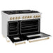 ZLINE Autograph Edition 48 in. 6.0 cu. ft. Legacy Dual Fuel Range with 7 Burner Gas Cooktop and 2 Electric Ovens in Satin Stainless Steel with White Matte Doors and Polished Gold Accents (RASZ-WM-48-G)