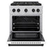 ZLINE Autograph Edition 30 in. 4.2 cu. ft. Paramount Dual Fuel Range with 4 Burner Gas Cooktop and Electric Convection Oven in Satin Stainless Steel with White Matte Door and Matte Black Accents (SDRSZ-WM-30-MB)
