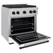ZLINE Autograph Edition 30 in. 4.2 cu. ft. Paramount Dual Fuel Range with 4 Burner Gas Cooktop and Electric Convection Oven in Satin Stainless Steel with White Matte Door and Matte Black Accents (SDRSZ-WM-30-MB)