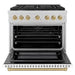 ZLINE Autograph Edition 36 in. 5.2 cu. ft. Paramount Dual Fuel Range with 6 Burner Gas Cooktop and Electric Convection Oven in Satin Stainless Steel with White Matte Door and Champagne Bronze Accents (SDRSZ-WM-36-CB)
