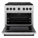 ZLINE Autograph Edition 36 in. 5.2 cu. ft. Paramount Dual Fuel Range with 6 Burner Gas Cooktop and Electric Convection Oven in Satin Stainless Steel with White Matte Door and Matte Black Accents (SDRSZ-WM-36-MB)