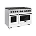 ZLINE Autograph Edition 48 in. 6.7 cu. ft. Paramount Double Oven Dual Fuel Range with 8 Burner Gas Cooktop in Satin Stainless Steel with White Matte Doors and Matte Black Accents (SDRSZ-WM-48-MB)