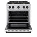 ZLINE Autograph Edition 30 in. 4.2 cu. ft. Paramount Gas Range with 4 Burner Cooktop and Convection Gas Oven in Satin Stainless Steel with White Matte Door and Matte Black Accents (SGRSZ-WM-30-MB)