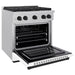 ZLINE Autograph Edition 30 in. 4.2 cu. ft. Paramount Gas Range with 4 Burner Cooktop and Convection Gas Oven in Satin Stainless Steel with White Matte Door and Matte Black Accents (SGRSZ-WM-30-MB)