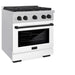 ZLINE Autograph Edition 30 in. 4.2 cu. ft. Paramount Gas Range with 4 Burner Cooktop and Convection Gas Oven in Satin Stainless Steel with White Matte Door and Matte Black Accents (SGRSZ-WM-30-MB)