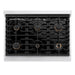 ZLINE Autograph Edition 36 in. 5.2 cu. ft. Paramount Gas Range with 6 Burner Cooktop and Convection Gas Oven in Satin Stainless Steel with White Matte Door and Polished Gold Accents (SGRSZ-WM-36-G)
