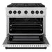 ZLINE Autograph Edition 36 in. 5.2 cu. ft. Paramount Gas Range with 6 Burner Cooktop and Convection Gas Oven in Satin Stainless Steel with White Matte Door and Matte Black Accents (SGRSZ-WM-36-MB)