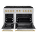 ZLINE Autograph Edition 48 in. 6.7 cu. ft. Paramount Double Oven Gas Range with 8 Burner Cooktop in Satin Stainless Steel with White Matte Doors and Champagne Bronze Accents (SGRSZ-WM-48-CB)