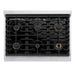 ZLINE Autograph Edition 36 in. 5.2 cu. ft. Paramount Gas Range with 6 Burner Cooktop and Convection Gas Oven in Stainless Steel with Black Matte Door and Champagne Bronze Accents (SGRZ-BLM-36-CB)